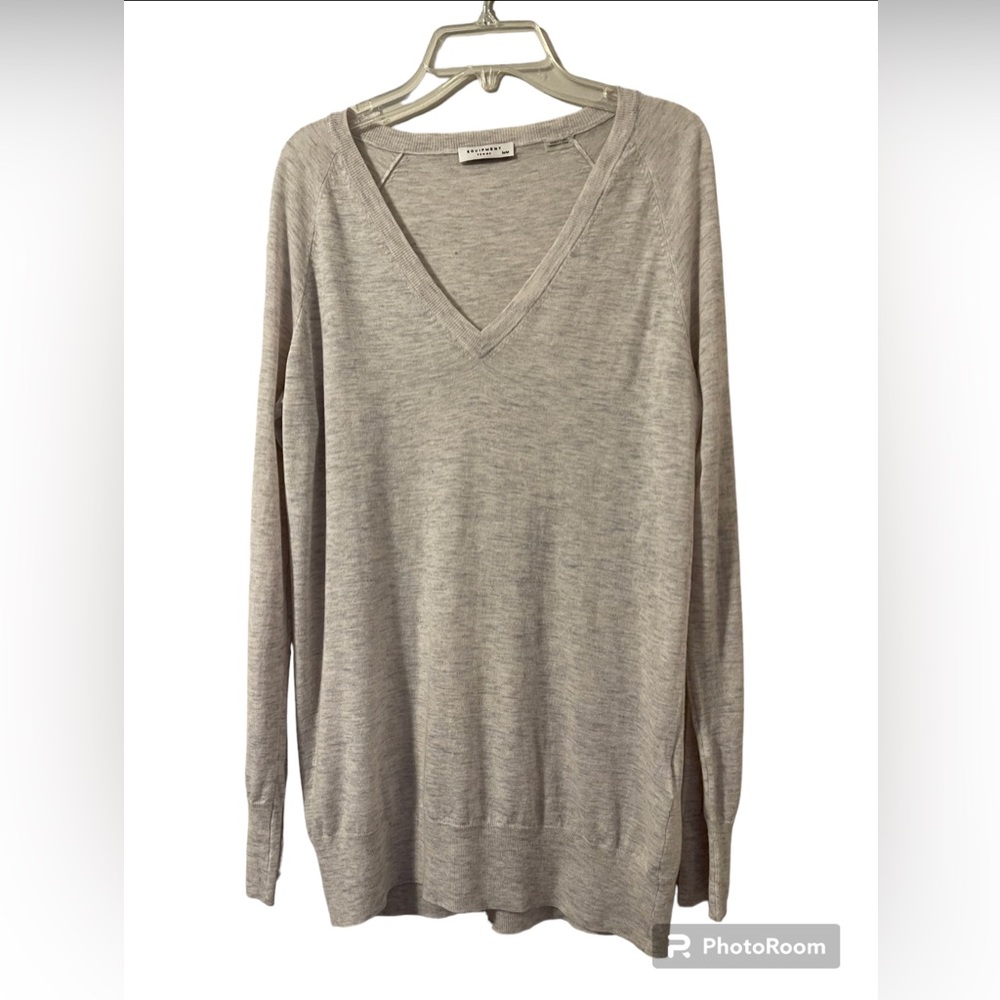 Equipment Femme wool/cashmere Pullover Sweater Women’s M Lightweight V-Neck Gray